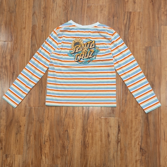 Santa Cruz Long Sleeve Cotton‎ Tee Multicolor Stripe Graphic Women's Small EUC - Picture 3 of 6